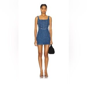 Corset Mini Dress in Blue Ivory